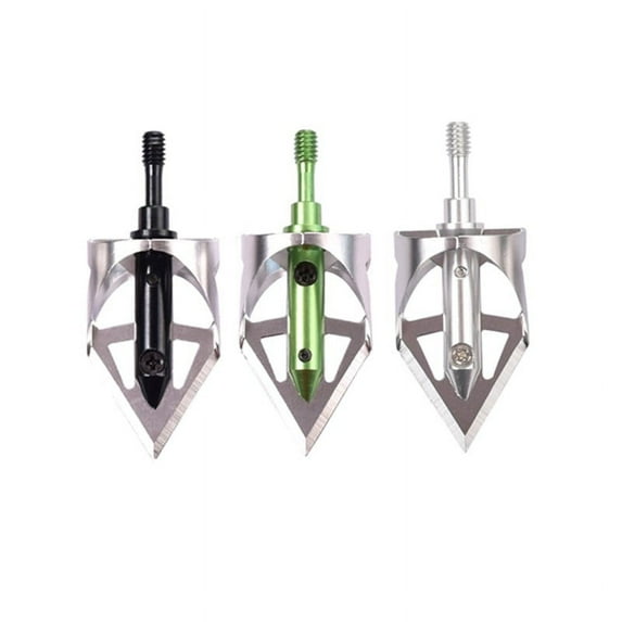 Archery Arrowhead 100 grains Broadheads Round Type Blades for Outdoor Target Hunting Shooting, Pack of 3 Black