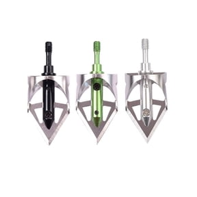 Archery Arrowhead 100 grains Broadheads Round Type Blades for Outdoor Target Hunting Shooting, Pack of 3 Green