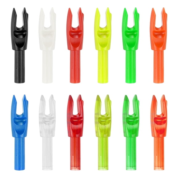Archery Arrows Nocks 4.2mm, 12 Pack Plastic Insert Arrow Nocks for Hunting Shooting Recurve Bow, Multicolor