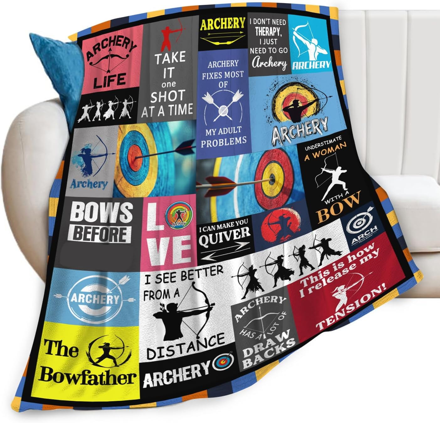 Archery Blanket Flannel Sports Archery Throw Blanket Ultra Soft Cozy Fleece Decor Blanpolyesterkets Gift for Womens Girls Mens Couch Sofa Bed 50" x 40"