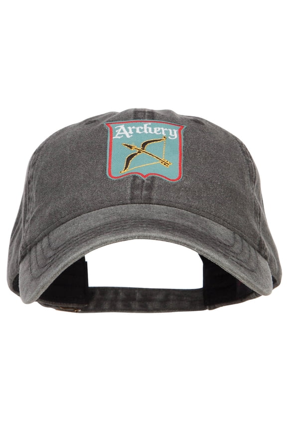 Archery Bow Arrow Patched Wash Cap - Black OSFM