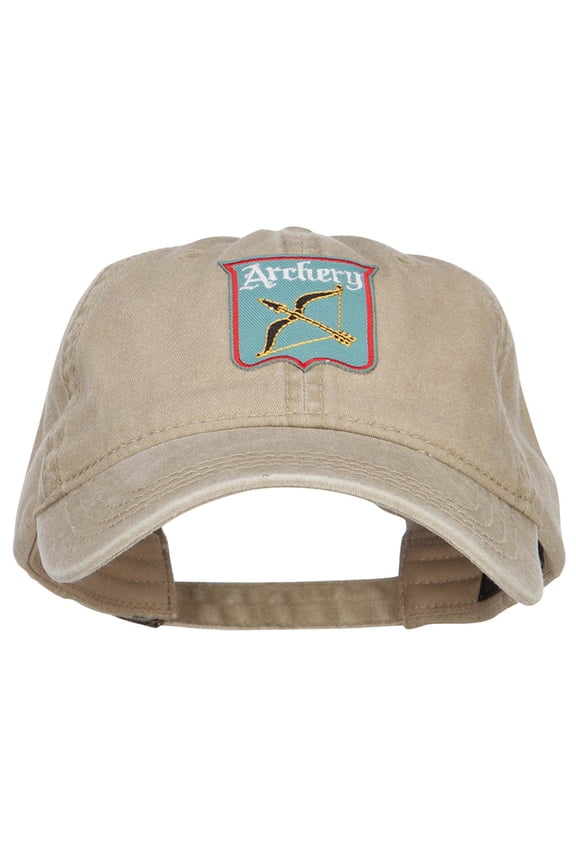 Archery Bow Arrow Patched Wash Cap - Khaki OSFM