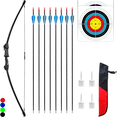 thumbnail image 1 of Archery Bow and Arrow Set 45 Inch Start Recurve Bow Outdoor Sports Game Hunting Toy Gift Bow Kit Set with 8 Arrows 2 Target Faces 18 Lb Draw Weight for Teens, 1 of 8