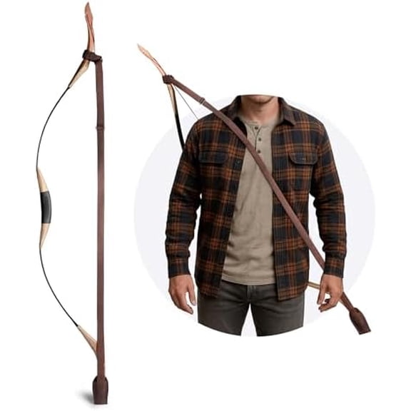 Archery Bow Shoulder Strap, Brown Leather, Handmade Sling, Bow Carrier, Hunting & Practice$$Other