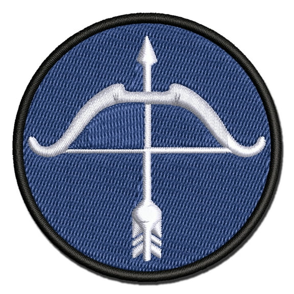 Archery Bow and Arrow Applique Multi-Color Embroidered Iron-On Patch - 2.0 Inch Mini