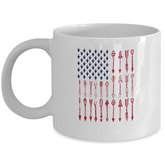 Archery 11 oz Coffee Mug - American Bow and Arrows White Ceramic Gift