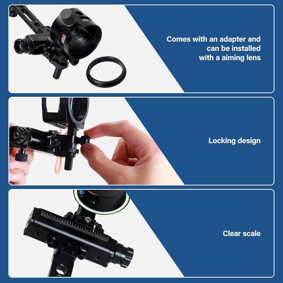 Archery Compound Bow Sights - 1 pin or 5 pins Bow Sight with 8X Scope Lens Right Hand No Tools for Quick Adjustment for Outdoor Hunting$$