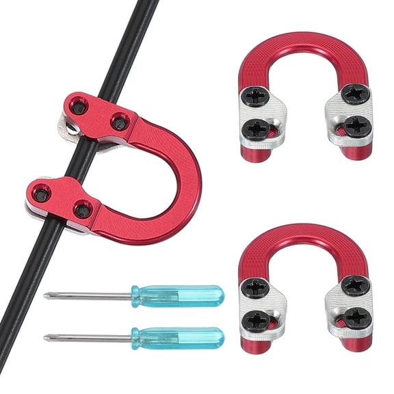 Archery D Loop, Compound Bow Metal U Nock D Ring Nocking Release Accessories with Screwdrivers Screws for Shooting Red