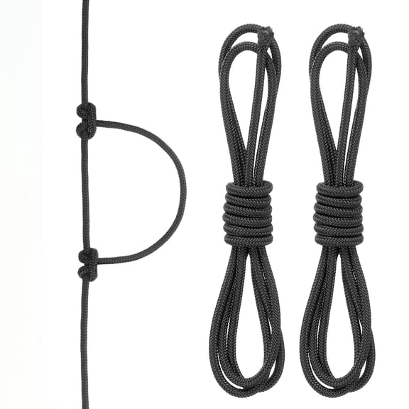 Archery D Loop Rope 2 FT, 2 Pack Bow D Loop String for Bowstring Black