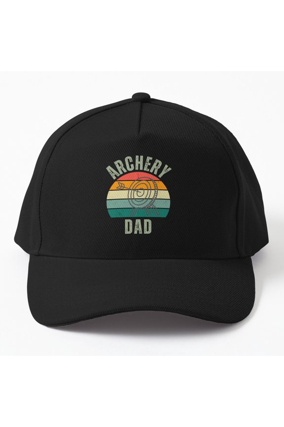 Archery Dad Retro Sunset Baseball Hat, Father Bow Sports Graphic Design, Classic Cap
