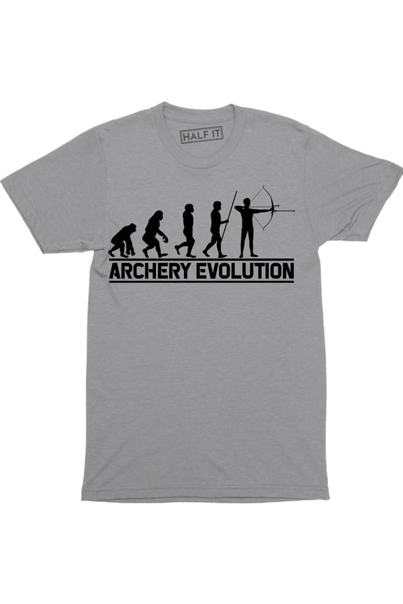 Archery Evolution Funny Archer's Long Bow Arrows Target Equipment Mens Tee Shirt