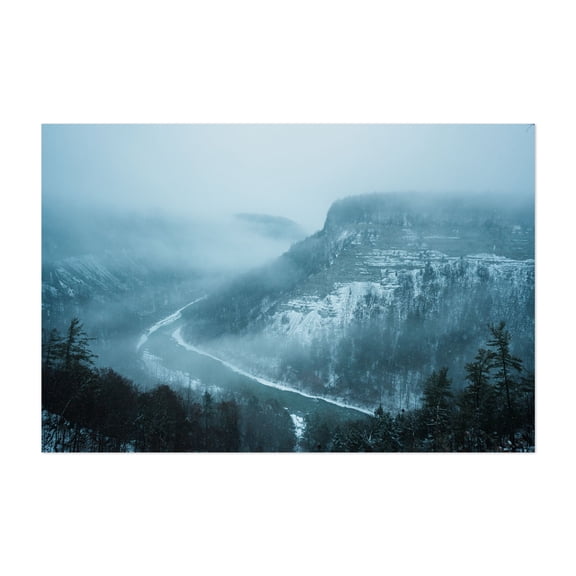 Archery Field Overlook, Letchworth State Park - Castile New York Photography Winter Nature Landscape Scenic Snow Forest Mountain Unframed Wall Art Print 4 x 6 inches