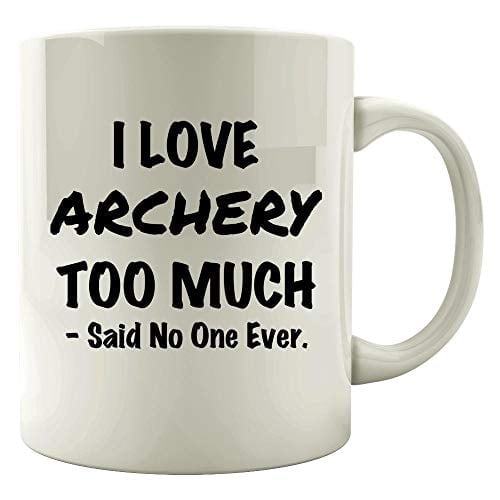 Archery Lover 11 oz Coffee Mug - Bow & Arrow Design White Ceramic Gift