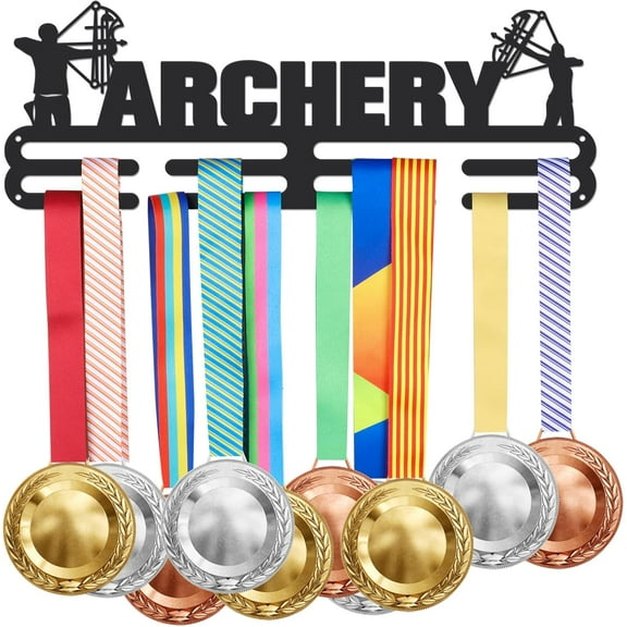 Archery Medal Hanger Display Sports Medal Display Rack Iron Wall Mounted Hooks for 40+ Medals Trophy Holder Awards Sports Ribbon Holder Display Wall Hanging Athlete Gift