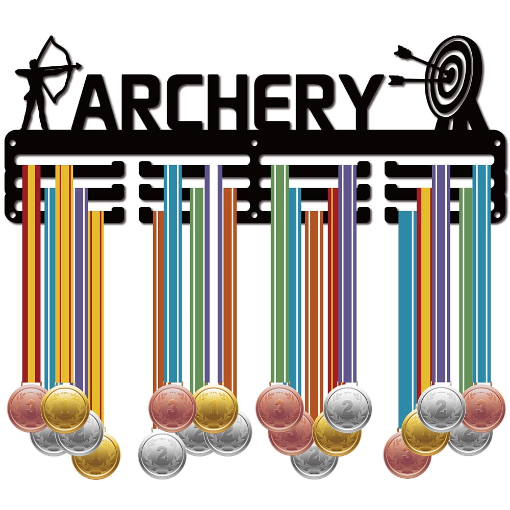 Archery Medal Holder Metal Award Hanger Sports Competition Awards Ribbons Organizer Black Metal Mount Decor Rack FrameDIY