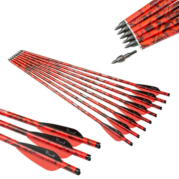 Archery Red Camo Crossbow Bolts 20 inch Carbon Hunting Arrows Crossbolt 12PCS