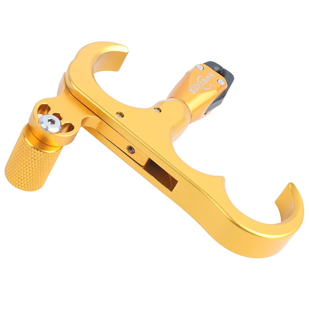 Archery Release Aids Thumb Caliper Trigger 3 Finger Grip Compound Bow Automatic (Gold)