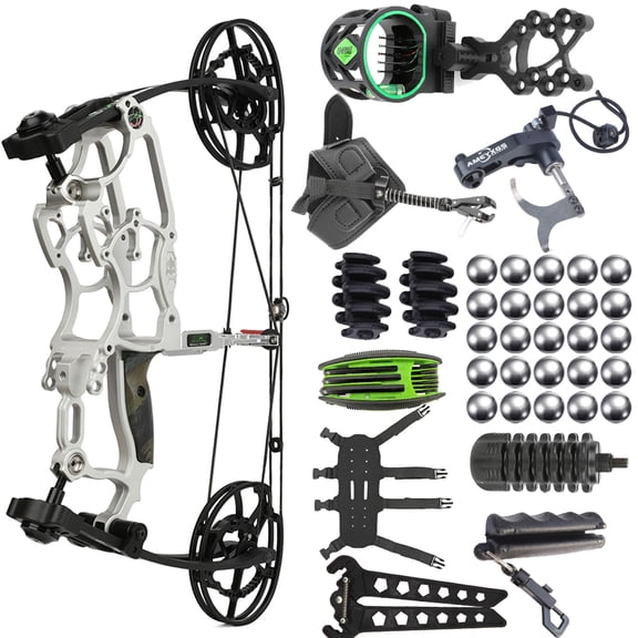 Archery Steel Ball Dual-Use Compound Bow Set 30-70LBS IBO 340FPS Hunting RH/LH