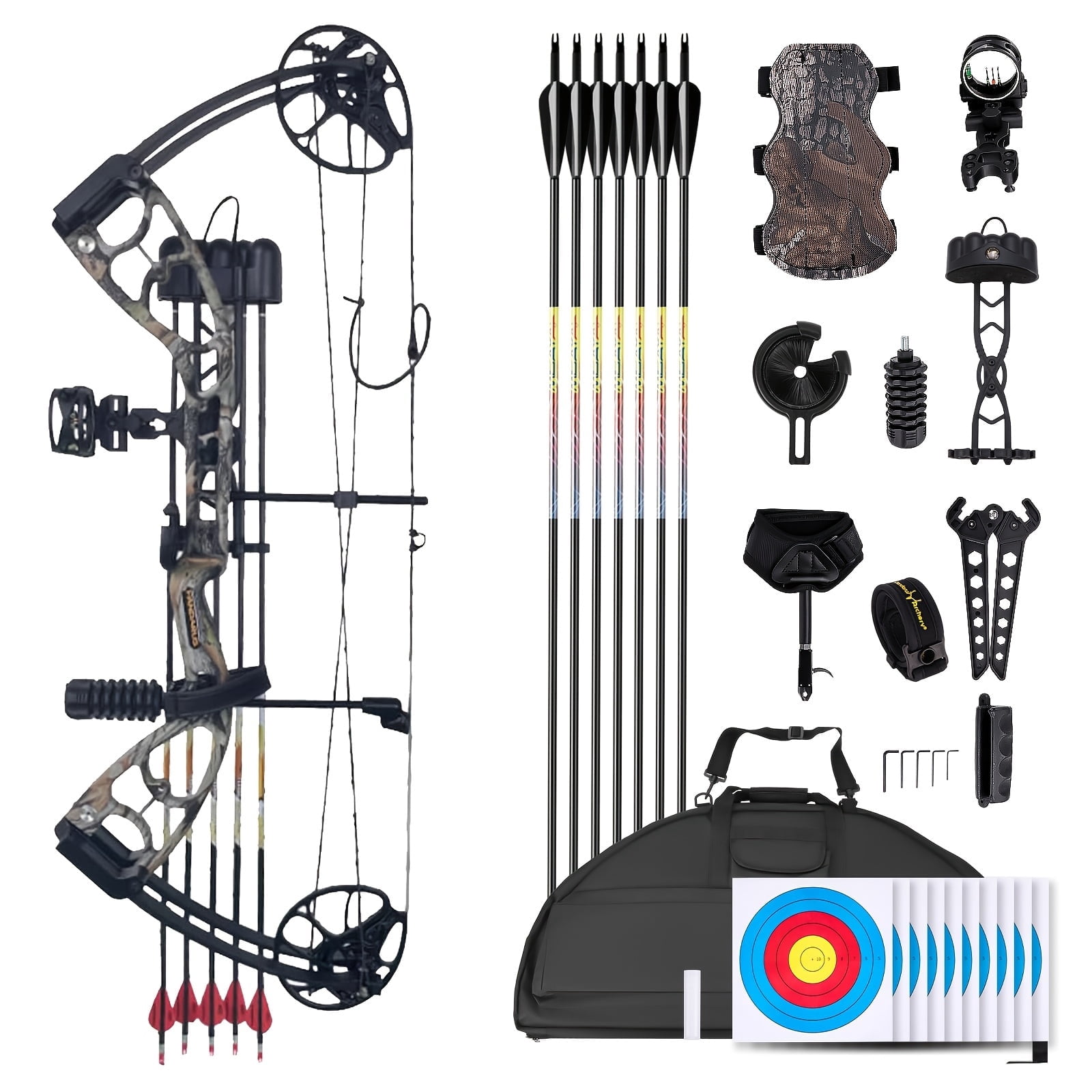 Archery Takedown Recurve Bow 62 inch for Adults, Beginners, Teens & Youth，Right & Left Handed, 20-50lbs Draw Weight ，Wooden Archery Set for Outdoor Target Practice & Hunting