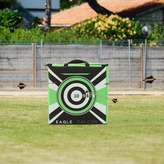 Archery Target, 15.75"x 7.87" x 15.75" Portable Arrow Target, Dual-Sided Design Target for Archery, Indoor, Outdoor - for Bows up to 60lbs (Black & Green)