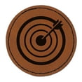 thumbnail image 1 of Archery Target Bullseye with Arrow 2.5" Faux Leather Round Engraved Iron-On Patch - Brown, 1 of 6