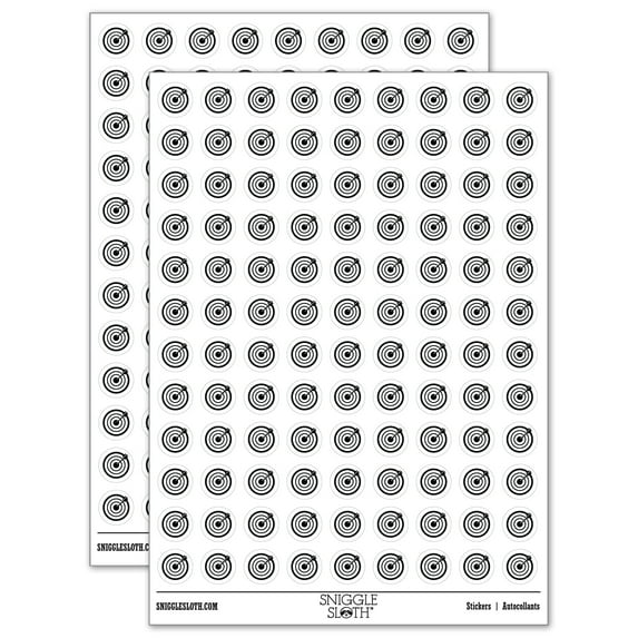 Archery Target Bullseye with Arrow 200+ Round Stickers - White - Gloss Finish - 0.50" Size