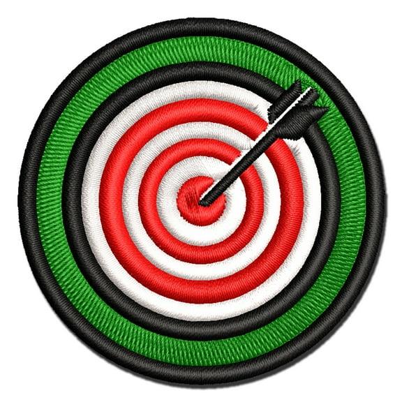 Archery Target Bullseye with Arrow Applique Multi-Color Embroidered Iron-On Patch - 3.5 Inch Large
