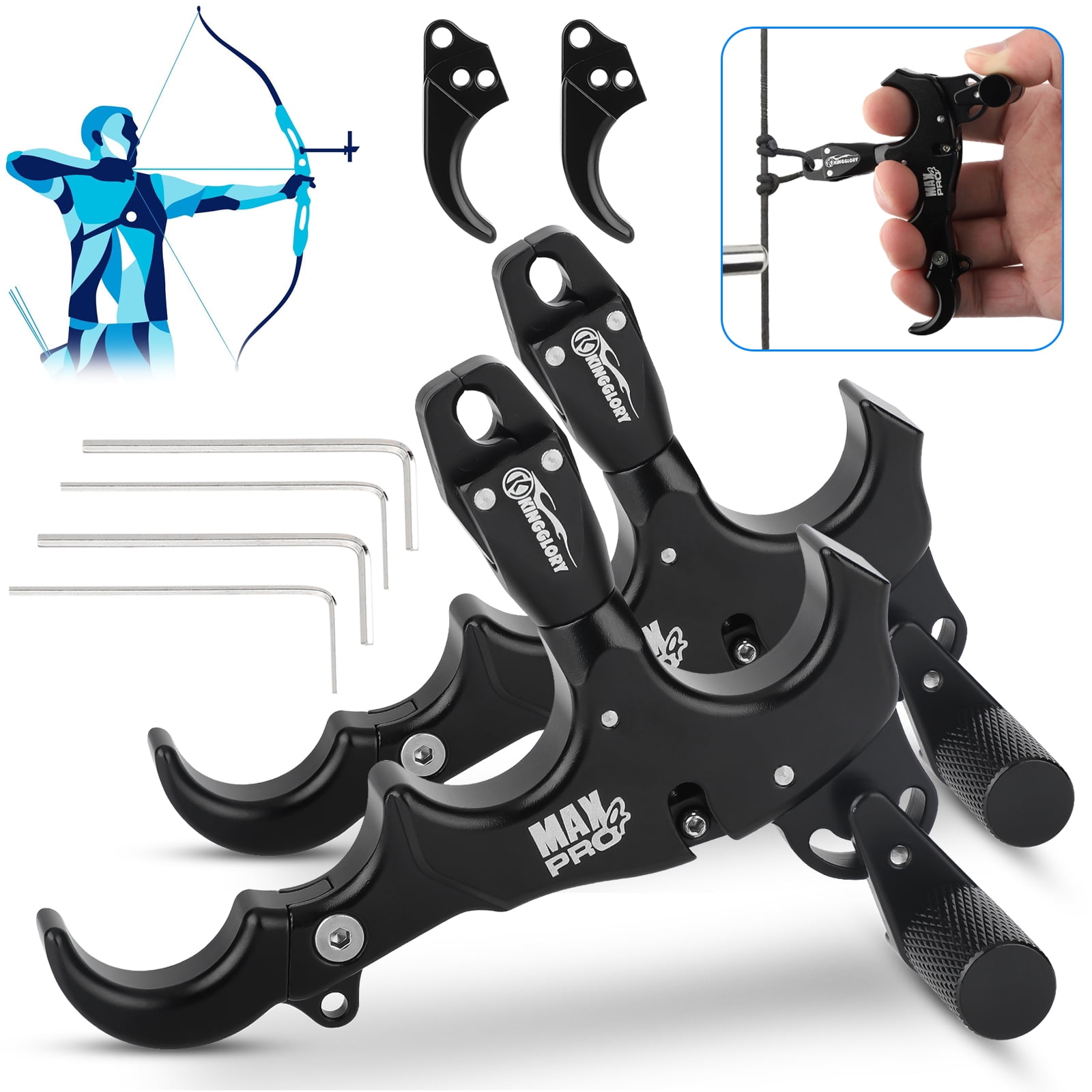 Archery Thumb Trigger, 3 Or 4 Finger Grip Thumb Trigger Release ...