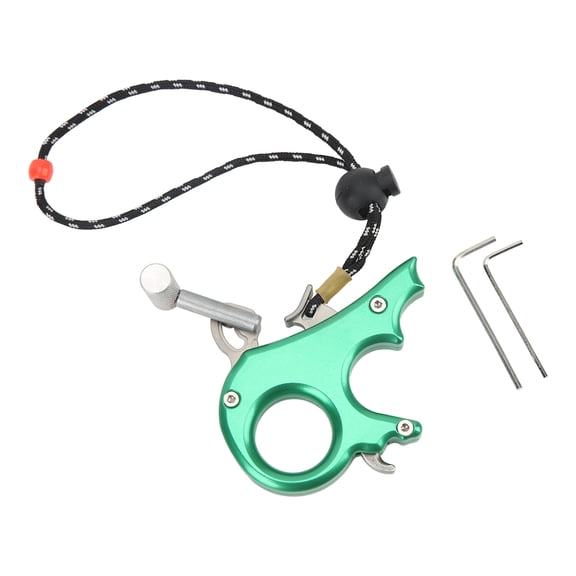 Archery Thumb Trigger Aluminum Alloy Compound Bow Release Aids 3 Finger Grip Caliper Green for Outdoor Hunting Shooting (7.8 in / 20.0 cm)