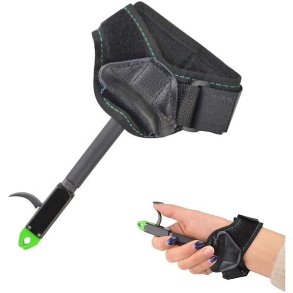 Archery Wrist Release Aid, Adjustable Nylon Strap 360° Rotatable Caliper for Right & Left‑Handed Compound Bow Shooters,Green