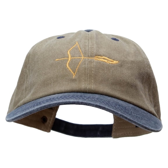 Archery and a Bow Embroidered Pigment Dyed Wash Cap - Khaki Navy OSFM
