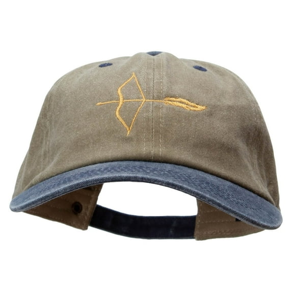 Archery and a Bow Embroidered Pigment Dyed Wash Cap - Khaki Navy OSFM