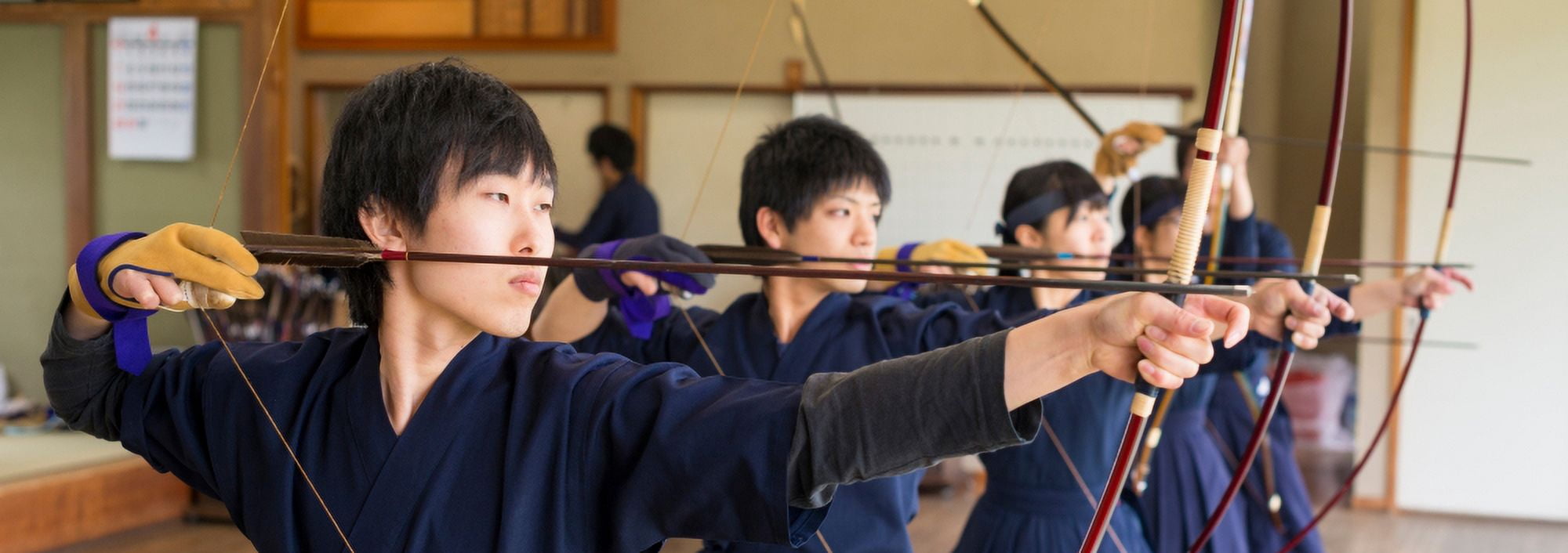 Archery students practicing at Japanese Archery Club Singapore Canvas Art - Panoramic Images (27 x 9)
