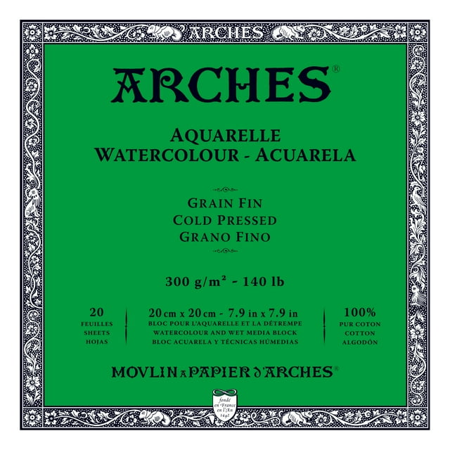 Arches 140 lb. Watercolor Block, Cold-Pressed, 7.9" x 7.9"