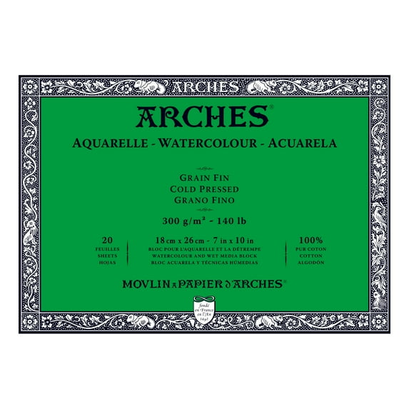 Arches 140 lb. Watercolor Block, Cold-Pressed, 7" x 10"