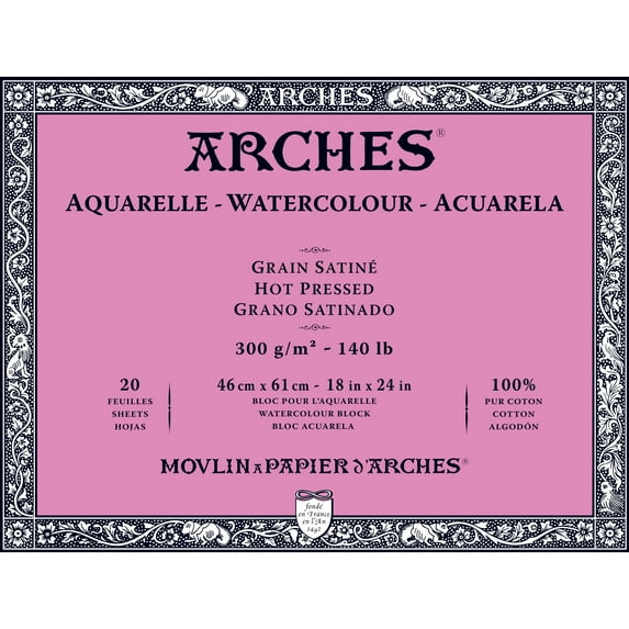 Arches 140 lb. Watercolor Block, Hot-Pressed, 18" x 24"