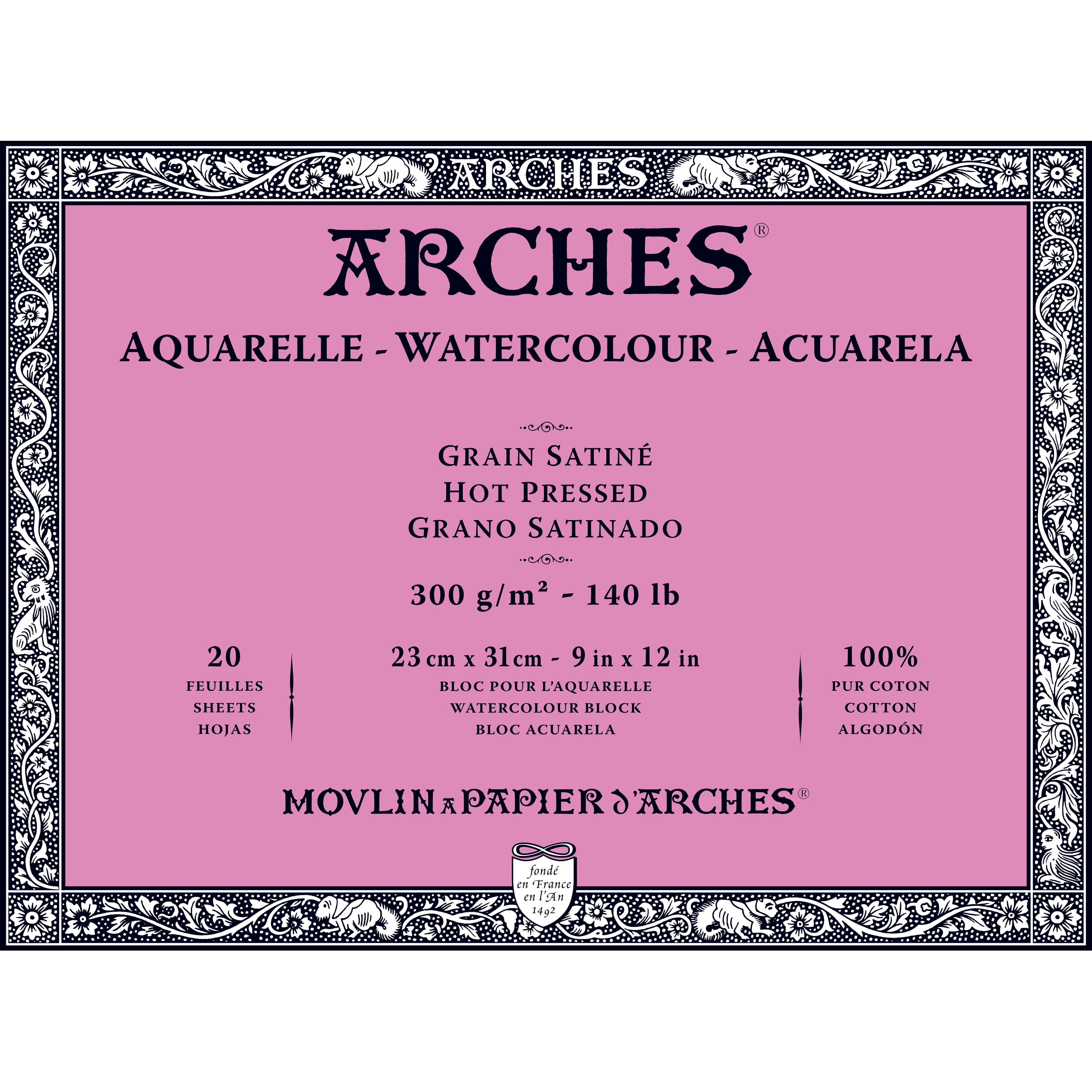 Arches 140 lb. Watercolor Block, Cold-Pressed, 9 x 12