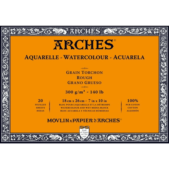 Arches 140 lb. Watercolor Block, Rough, 7" x 10"