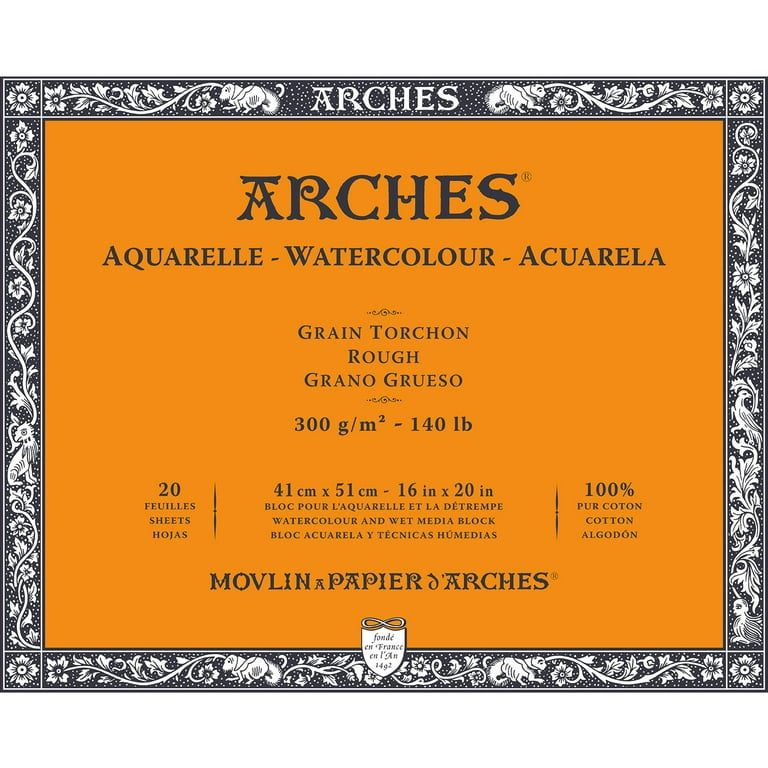 Arches Watercolor Block 140 lb. 20 Sheets Rough 16x20 inch - Natural White