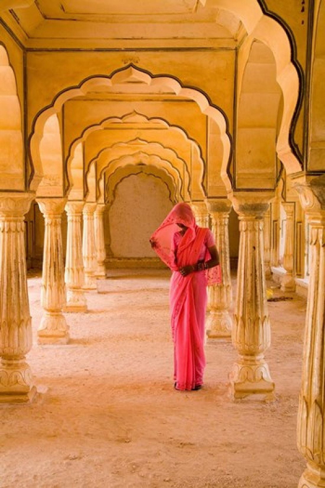 Arches Amber Fort temple Rajasthan Jaipur India Canvas Art - Bill Bachmann DanitaDelimont (25 x 37)