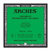 ARCHES  Aquarelle Watercolor Paper Block, Cold Press, Natural White, 140 lb 300 gsm, 20 Sheet, 7.9x7.9 in, 1 Count