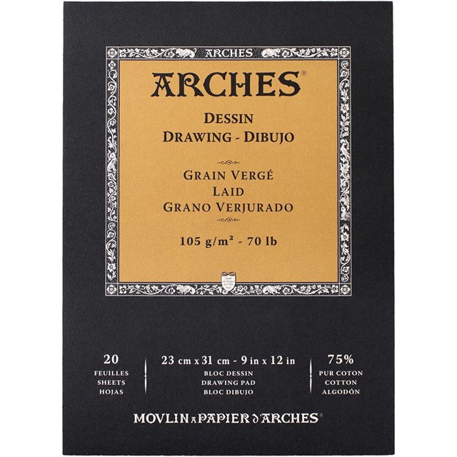 Arches Drawing Pad 9x12inch Natural White 75 Cotton Drawing Paper