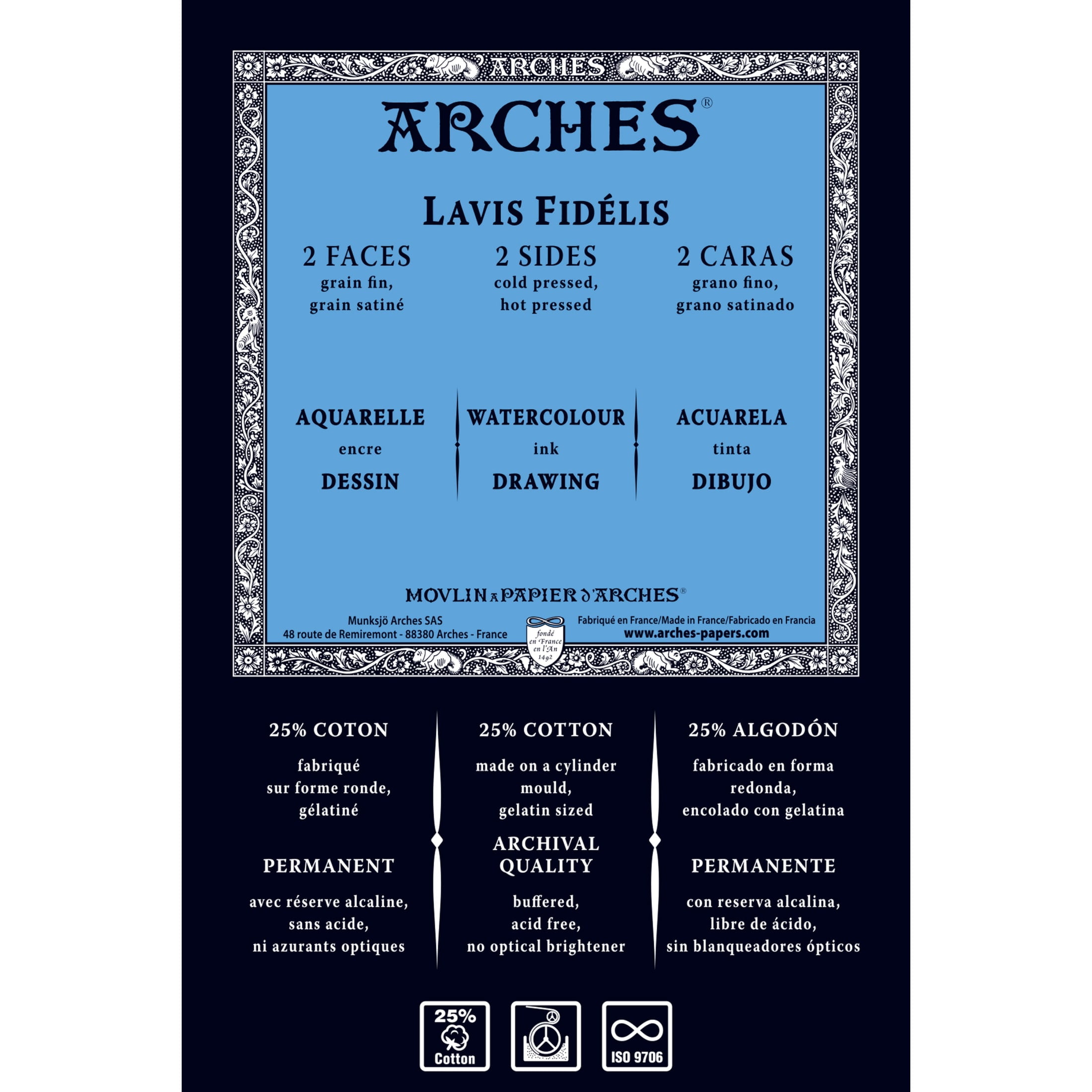 Arches En Tout Cas Watercolor Paper Roll, Rough & Cold-Pressed, 52.5 in x 10 yds.