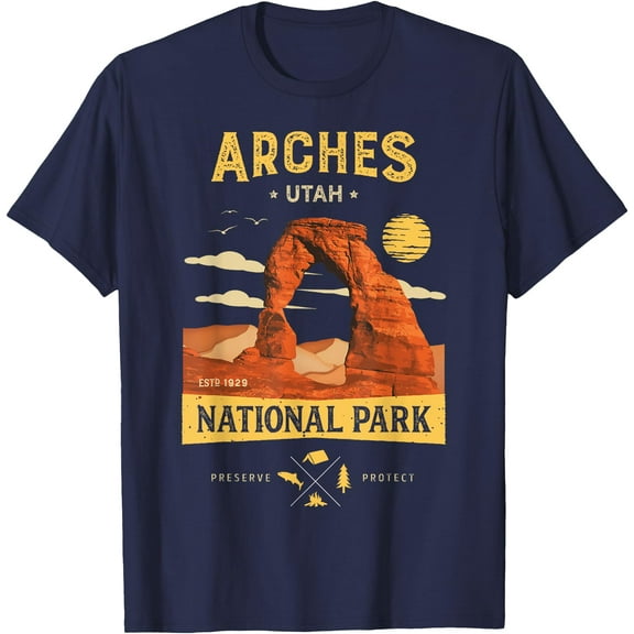 Arches National Park Delicate Arch Vintage Utah Gift Unisex T-Shirt for Men Women Kids Toddler,Navy Color,Size M
