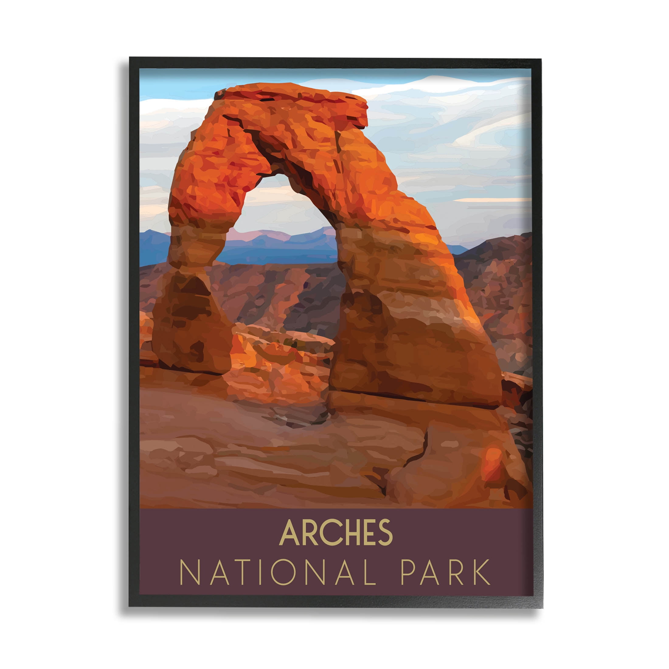 Arches National Park Desert Canyon Landscape Graphic Art Black Framed Art Print Wall Art