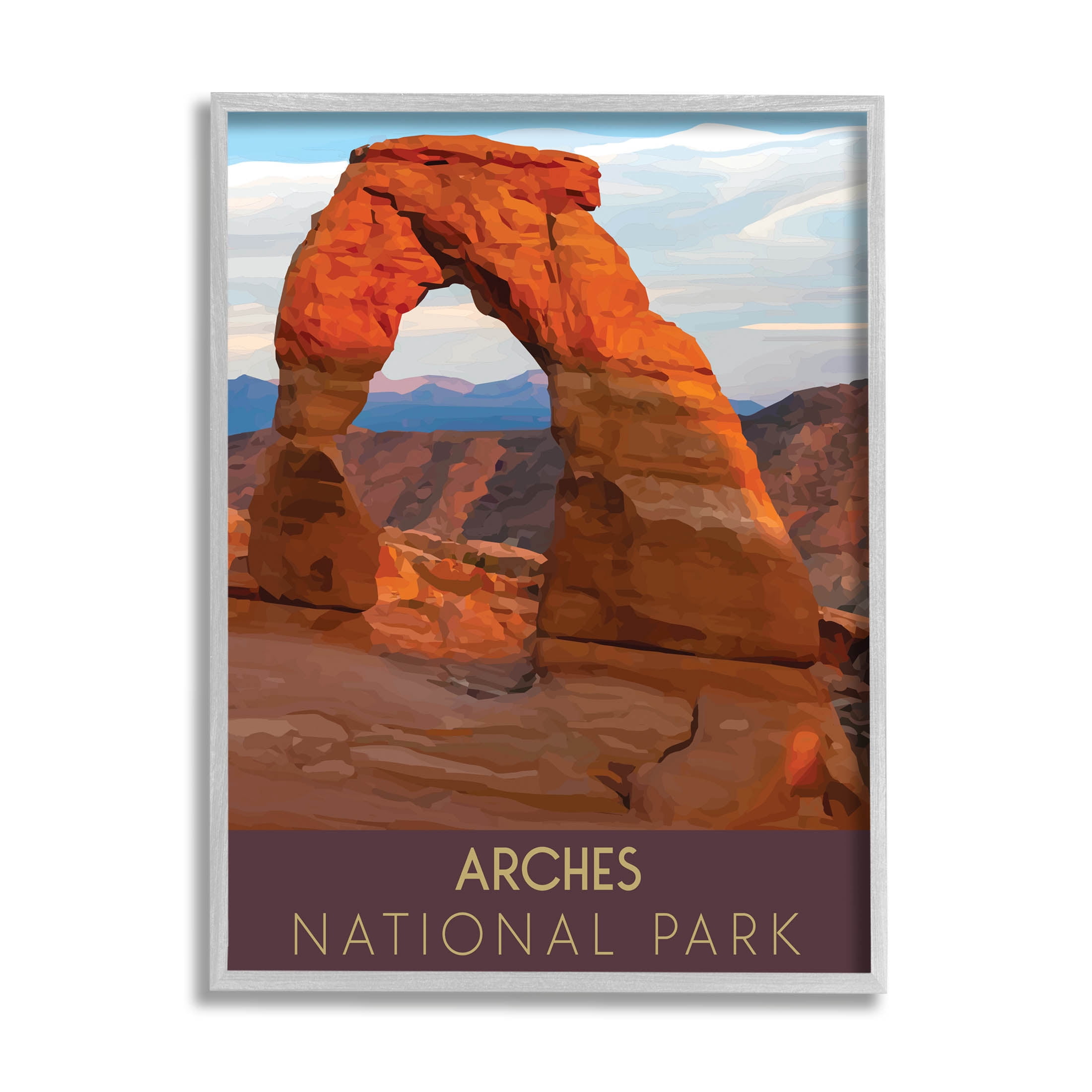 Arches National Park Desert Canyon Landscape Graphic Art Gray Framed Art Print Wall Art