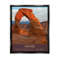 Arches National Park Desert Canyon Landscape Graphic Art Jet Black Framed Art Print Wall Art