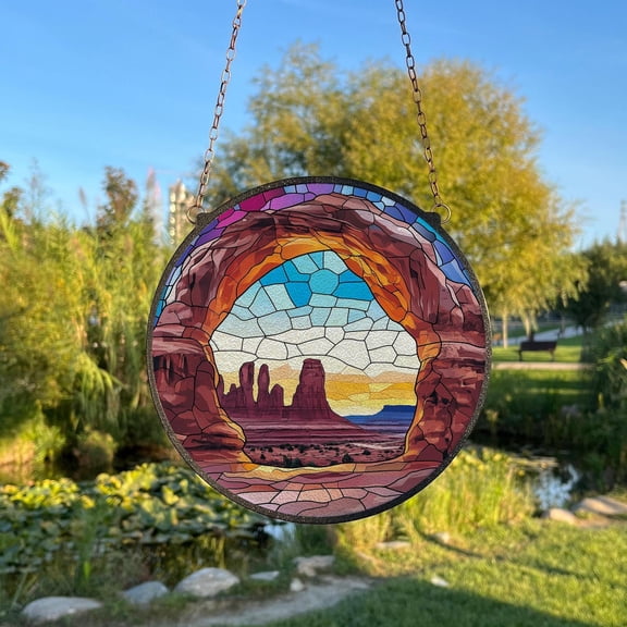 Arches National Park Glass Suncatcher v2, Utah Nature Window Art, Landscape Wall Decor, 7.9 in
