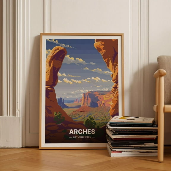 Arches National Park Travel Poster, Utah Landscape Art, Moab Desert Wall Decor, Retro Style Adventure Print, Unique Traveler Wall Art, Modern Wall Decor, 8x12 UNFRAMED