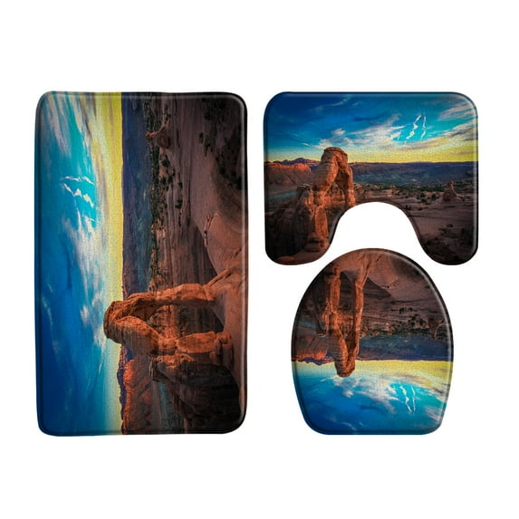 Arches National Park U.S. Scenery Bath Mat 3-Piece Toilet Anti-Slip Bathroom Rug Door Carpet Floor Mats Decor Bathroom Product